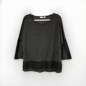 Jaclyn Smith Collection 1X Pullover Black Sparkly Long Sleeve Top Blouse Shirt